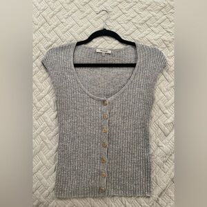Madewell Shaw Button Front Marled Sweater T-Shirt
